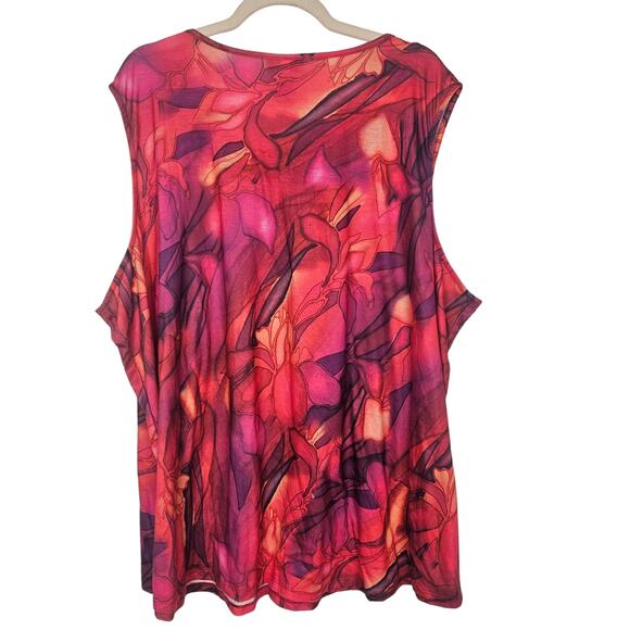 Catherines Blouse Floral Blouse Women 4X Red Sleeveless Blouse Scoop Neck Top - Picture 6 of 6